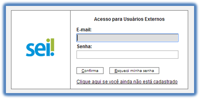 Acesso externo ao SEI - Sistema Eletrônico de Informações