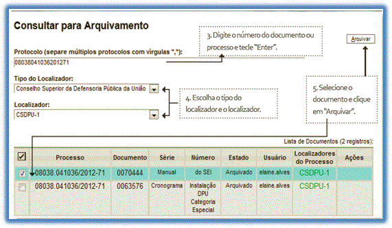 Consultarparaarquivamento display